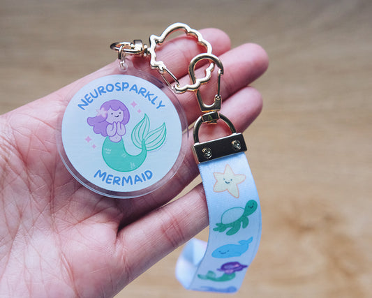 Neurosparkly Mermaid Acrylic Charm with Ocean Buddies Lanyard