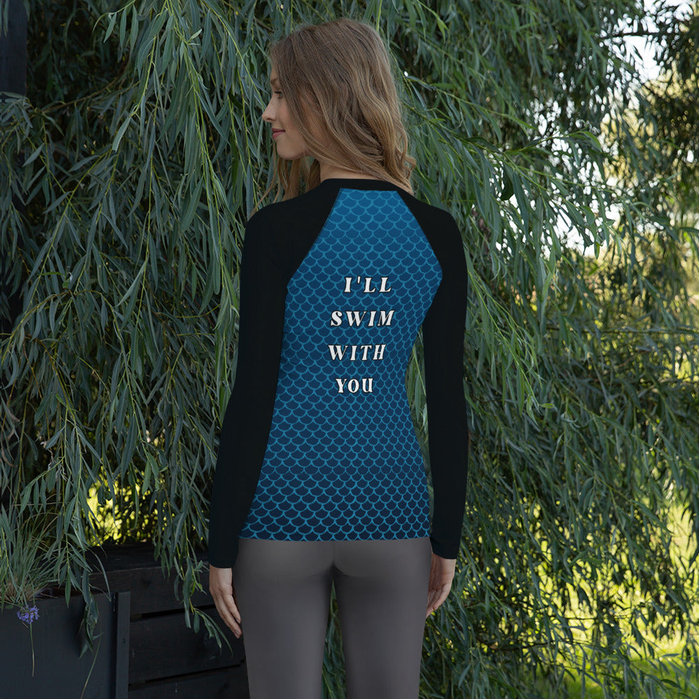 Mermaids 4 Mental Health Women's Rash Guard - Black Sleeves