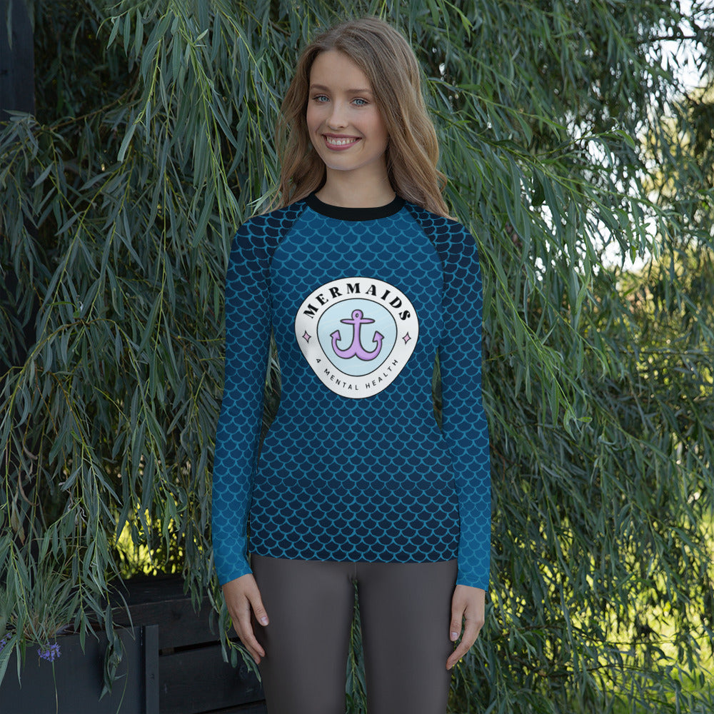 Mermaids 4 Mental Health Women's Rash Guard