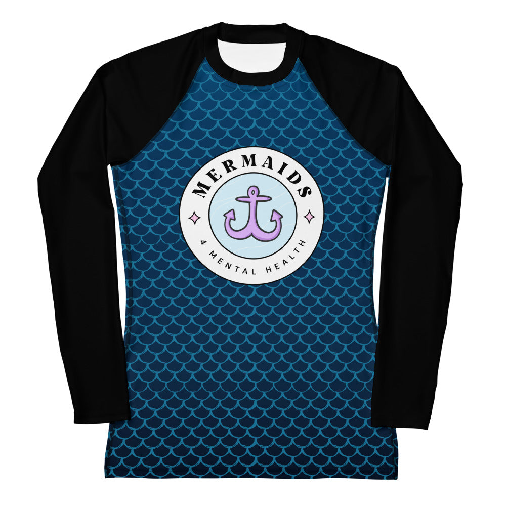 Mermaids 4 Mental Health Women's Rash Guard - Black Sleeves