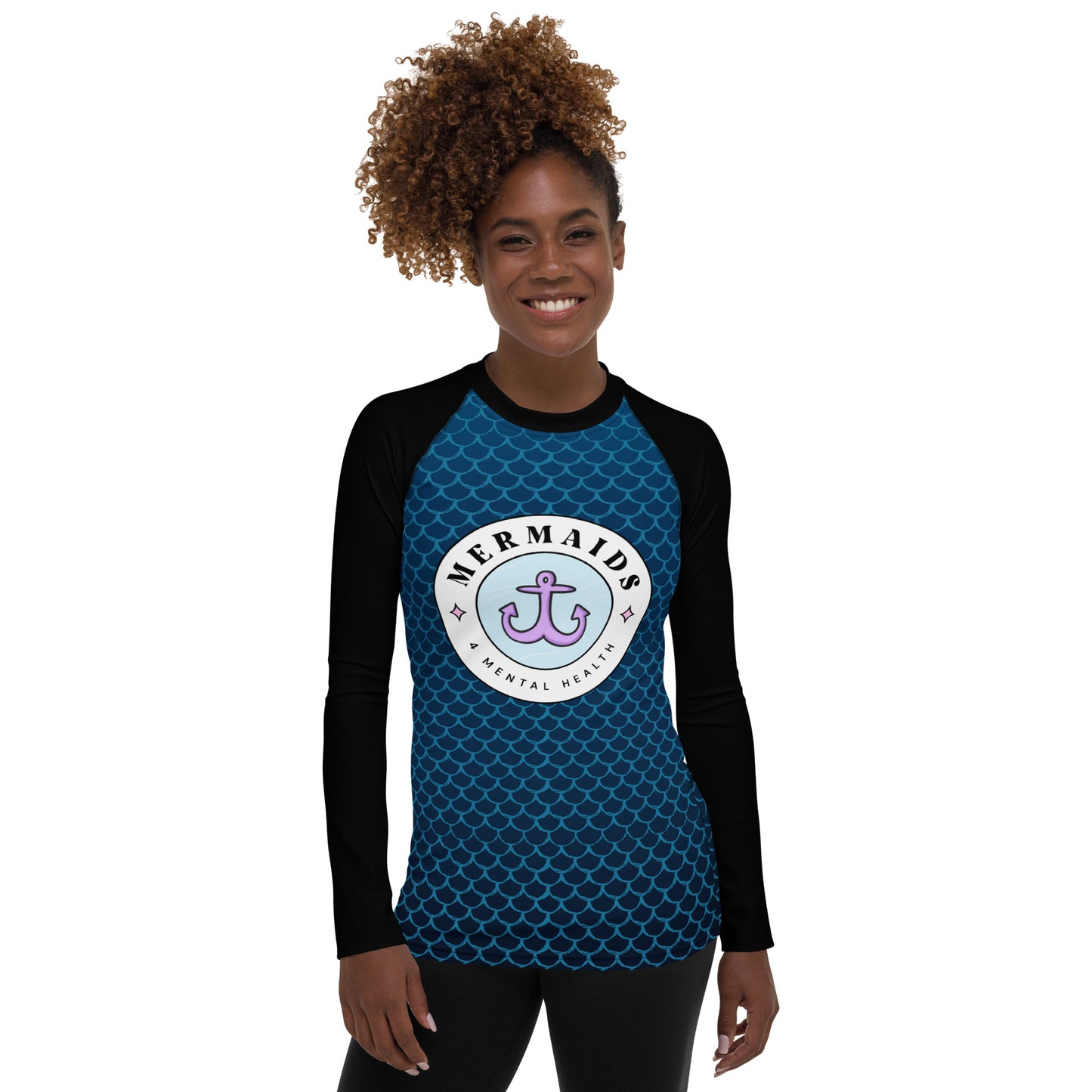 Mermaids 4 Mental Health Women's Rash Guard - Black Sleeves