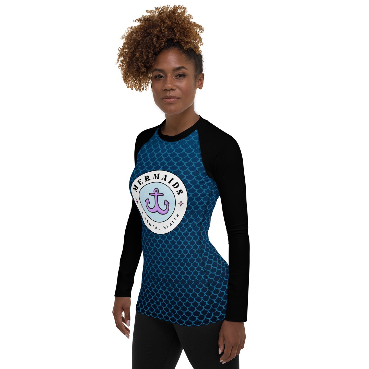 Mermaids 4 Mental Health Women's Rash Guard - Black Sleeves