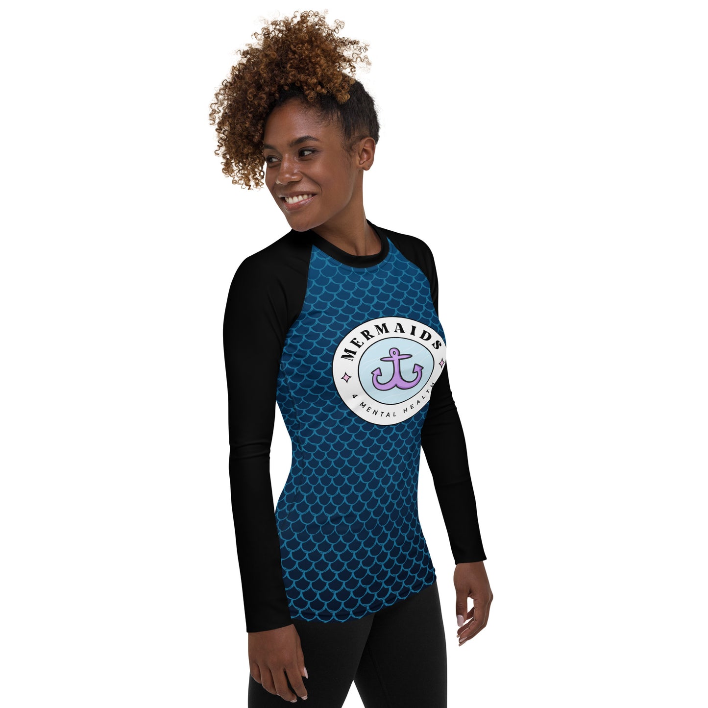 Mermaids 4 Mental Health Women's Rash Guard - Black Sleeves