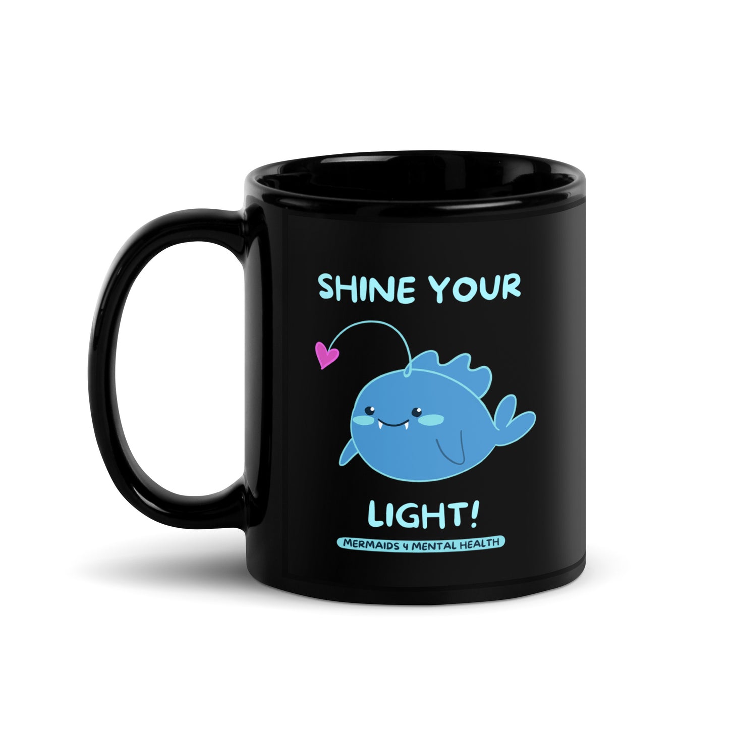 "Shine Your Light" Deep Sea Angler Fish black mug