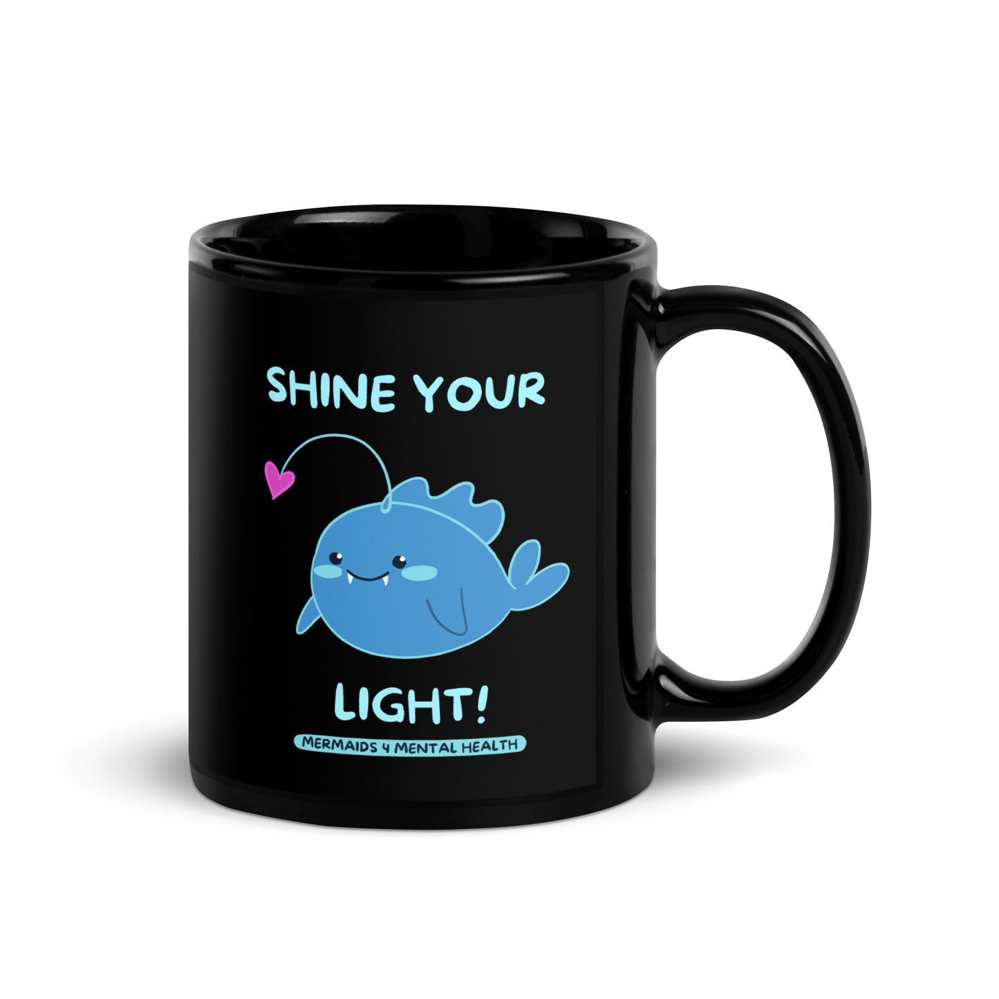 "Shine Your Light" Deep Sea Angler Fish black mug