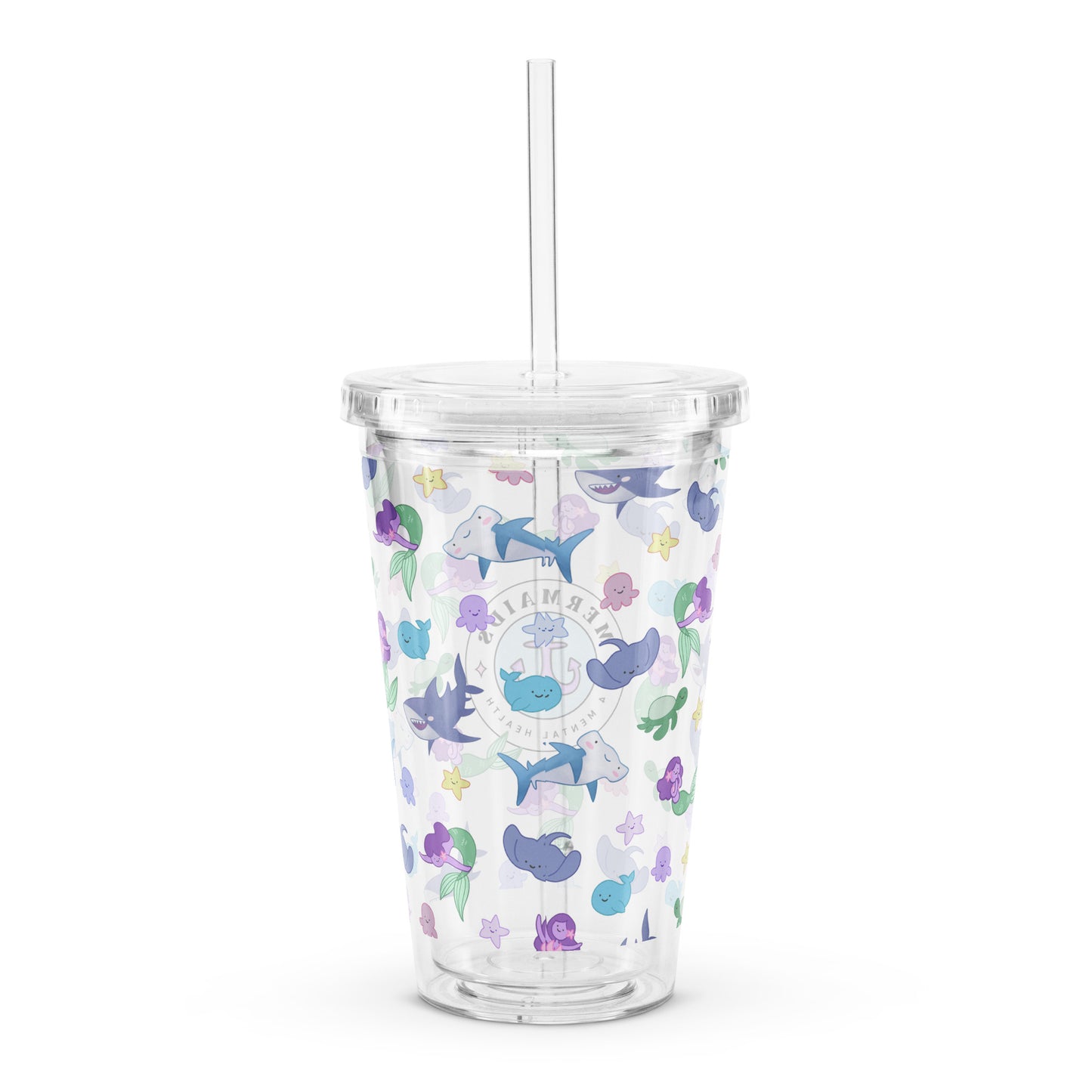 Mermaids 4 Mental Health - Clear plastic tumbler