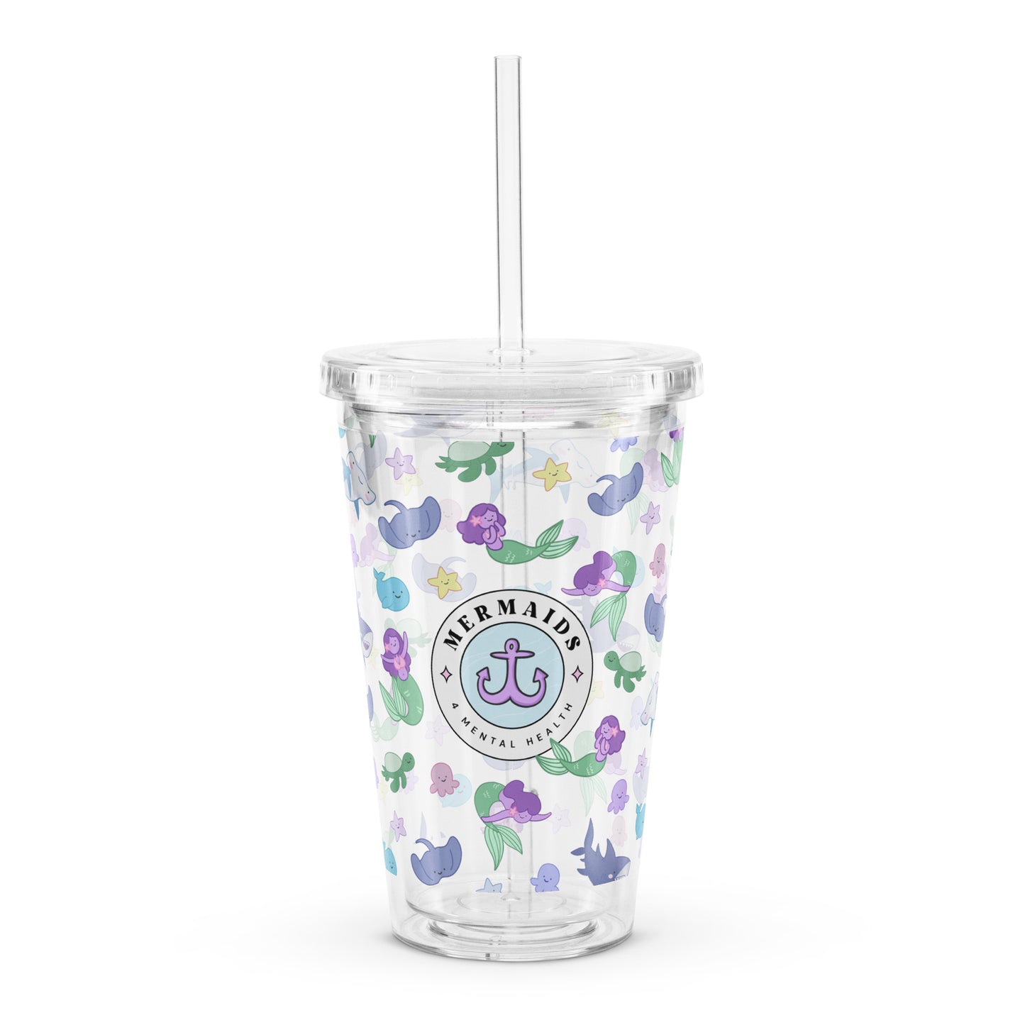 Mermaids 4 Mental Health - Clear plastic tumbler